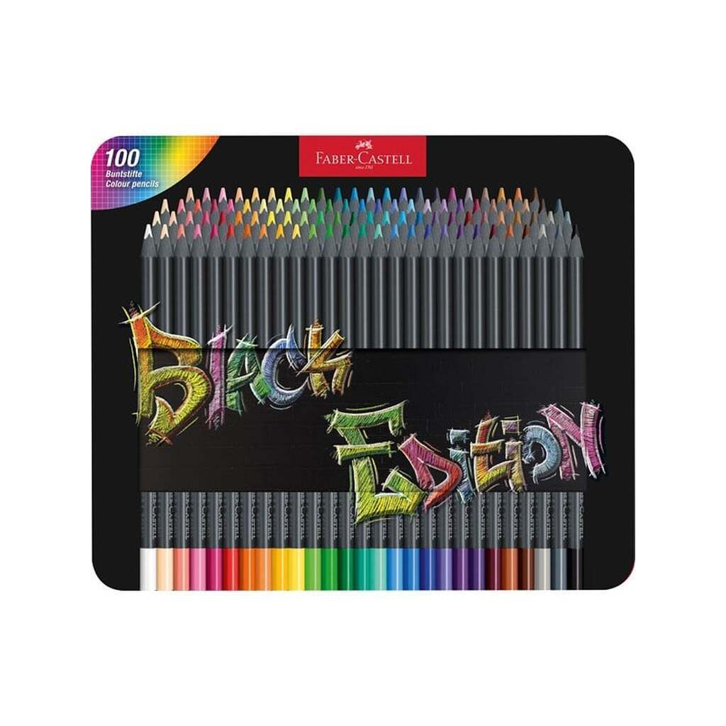 Faber-Castell Black Edition triangular Tin box 100 ass