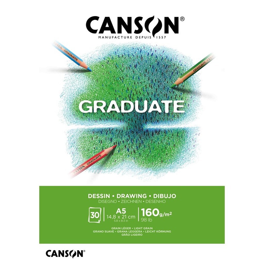 Canson Graduate White Drawing Pad A5 160G 30 SH