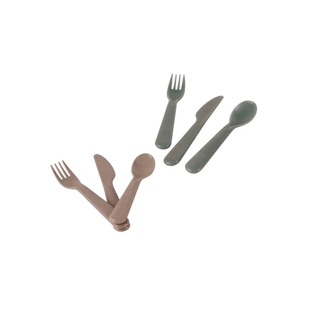 Dantoy - Cutlery set Mocha/Olive green 6 pcs.