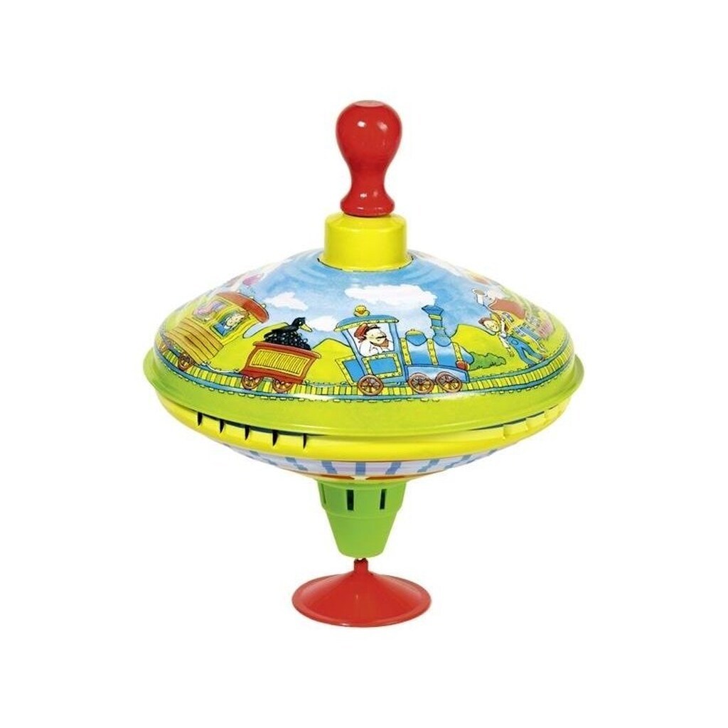 Goki - Humming top with wooden handle train