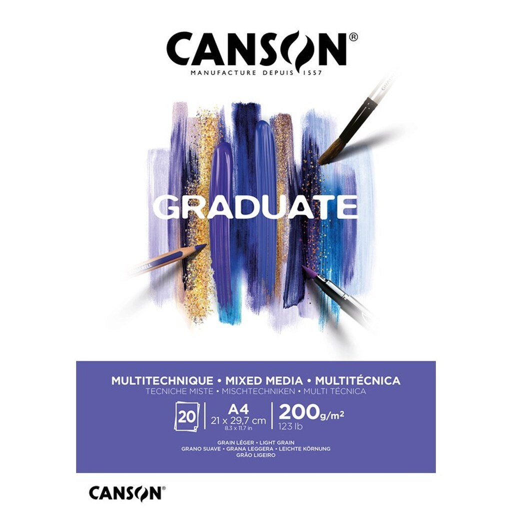 Canson Graduate Mixed Media Pad A4 200G 20 SH