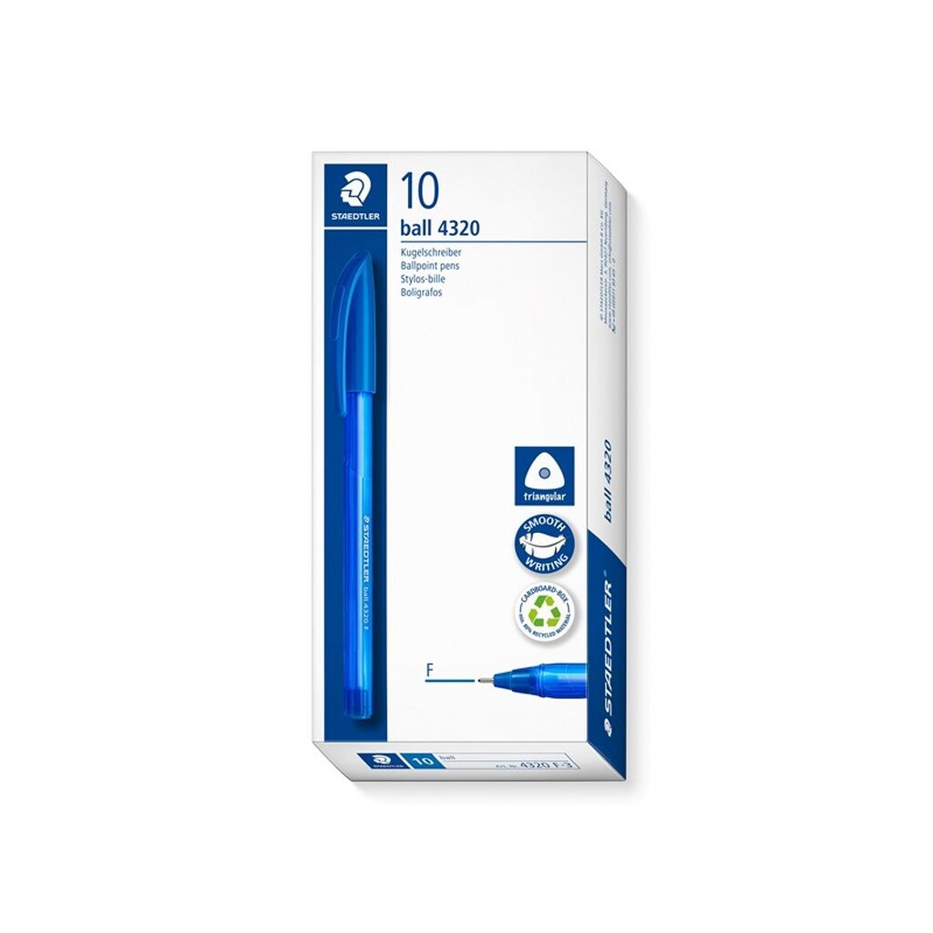 Staedtler STAEDTLER KUGLEPEN 4320 F, ÆSKE 10 STK, BLÅ
