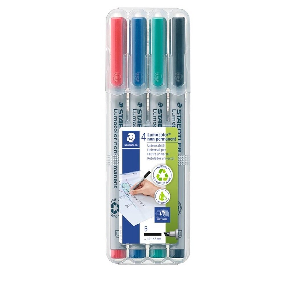 Staedtler Lumocolor Non-P B 1-2,5mm 4 Ass/Bok