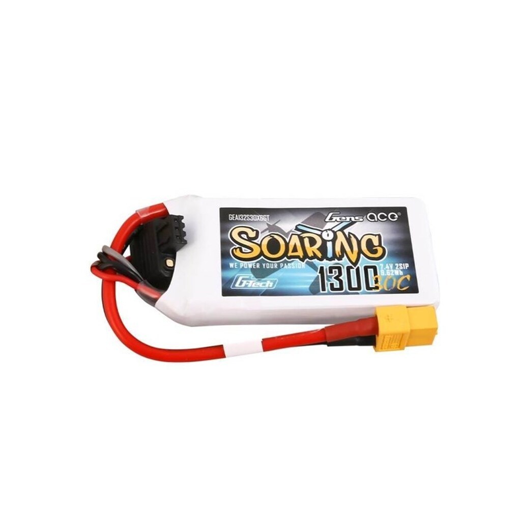 Gens ace &amp;Tattu Battery G-Tech Soaring 1300mAh 7.4V 30C 2S1P XT60