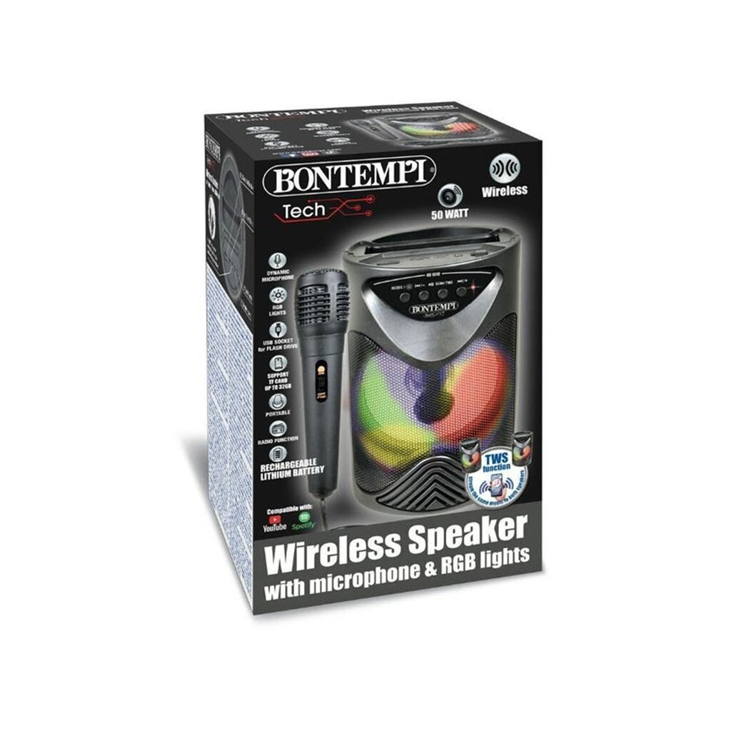 Bontempi Trådløs Højttaler med Mikrofon og RGB-lyseffekter