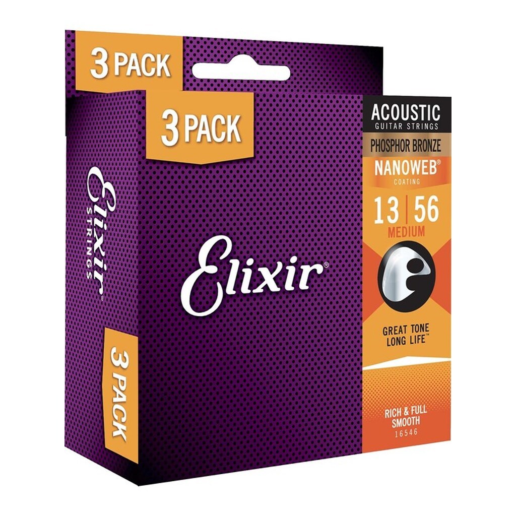 ELIXIR Acoustic Phosphor Bronze Nanoweb Light 12-53 - 3 Pack