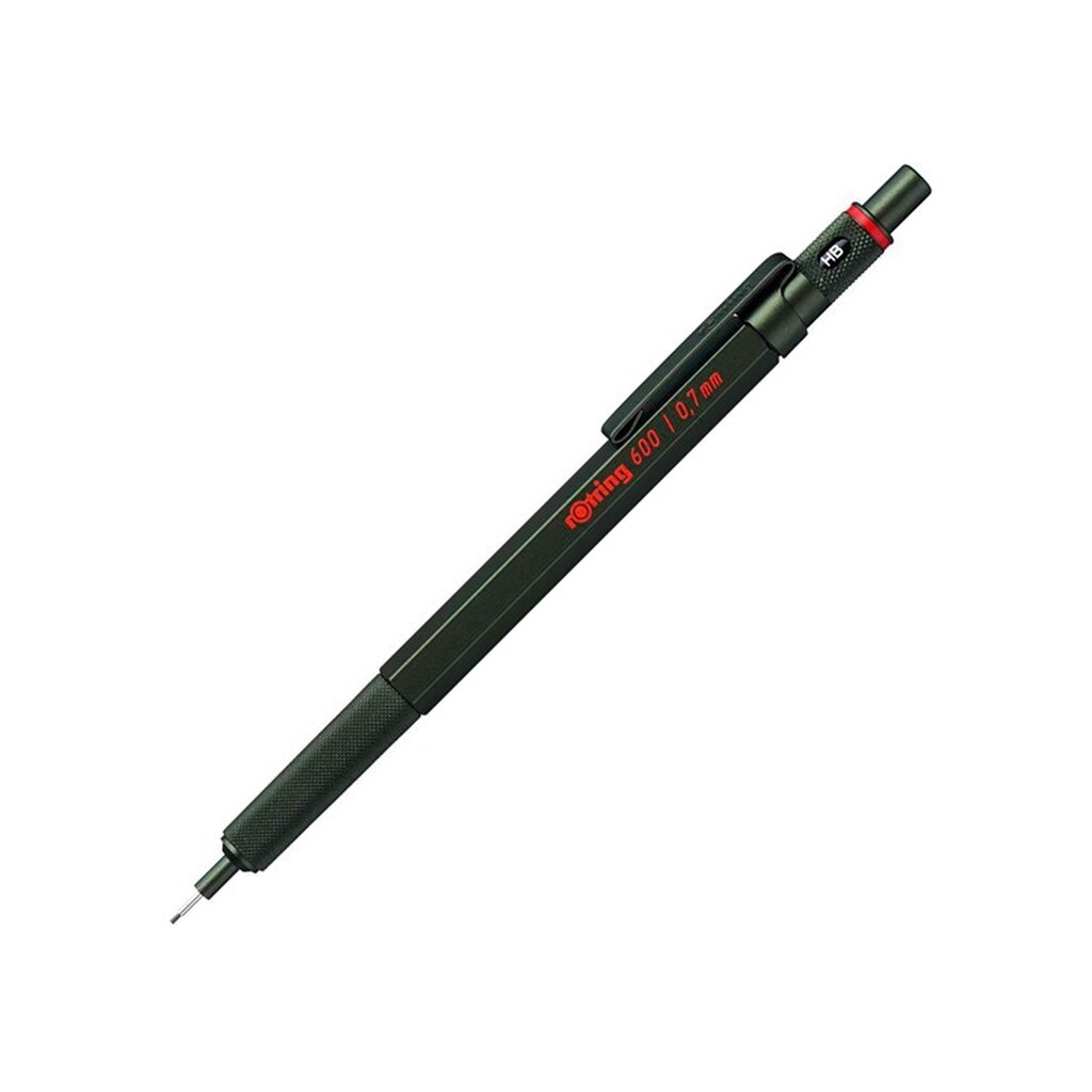 Rotring rOtring 600 Mekanisk Blyant | 0,5 mm | Grøn metalkrop | Skridsikkert Rillet Greb &amp; Sekskantet skaft