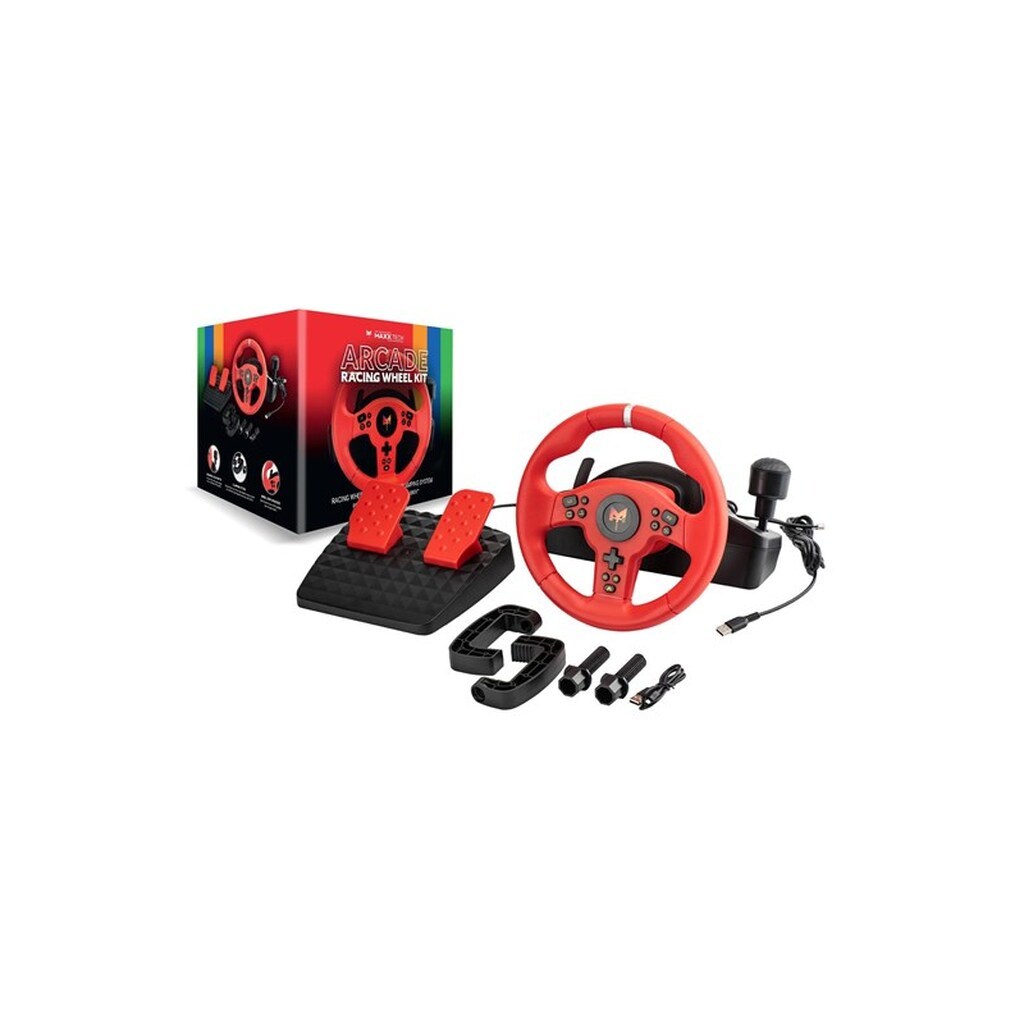 MAXX TECH Arcade Racing Wheel Kit - Wired Wheel, gamepad and pedals set - Nintendo Switch 2