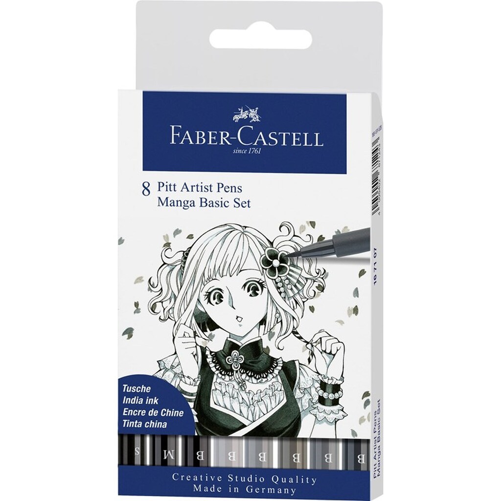 Faber-Castell Pitt artist manga Sort/Grå Toner 8 ass