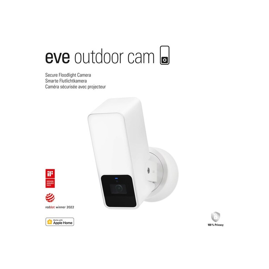 Eve Outdoor Cam Hvid - Udendørs overvågningskamera med spotlys og HomeKit Secure Video