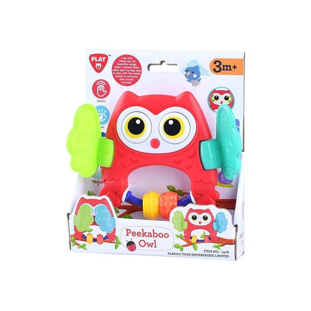 PLAY - Peekaboo Owl Rattle Red