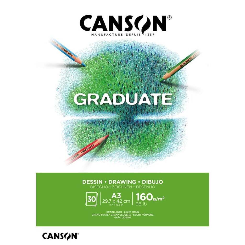Canson Graduate White Drawing Pad A3 160G 30 SH
