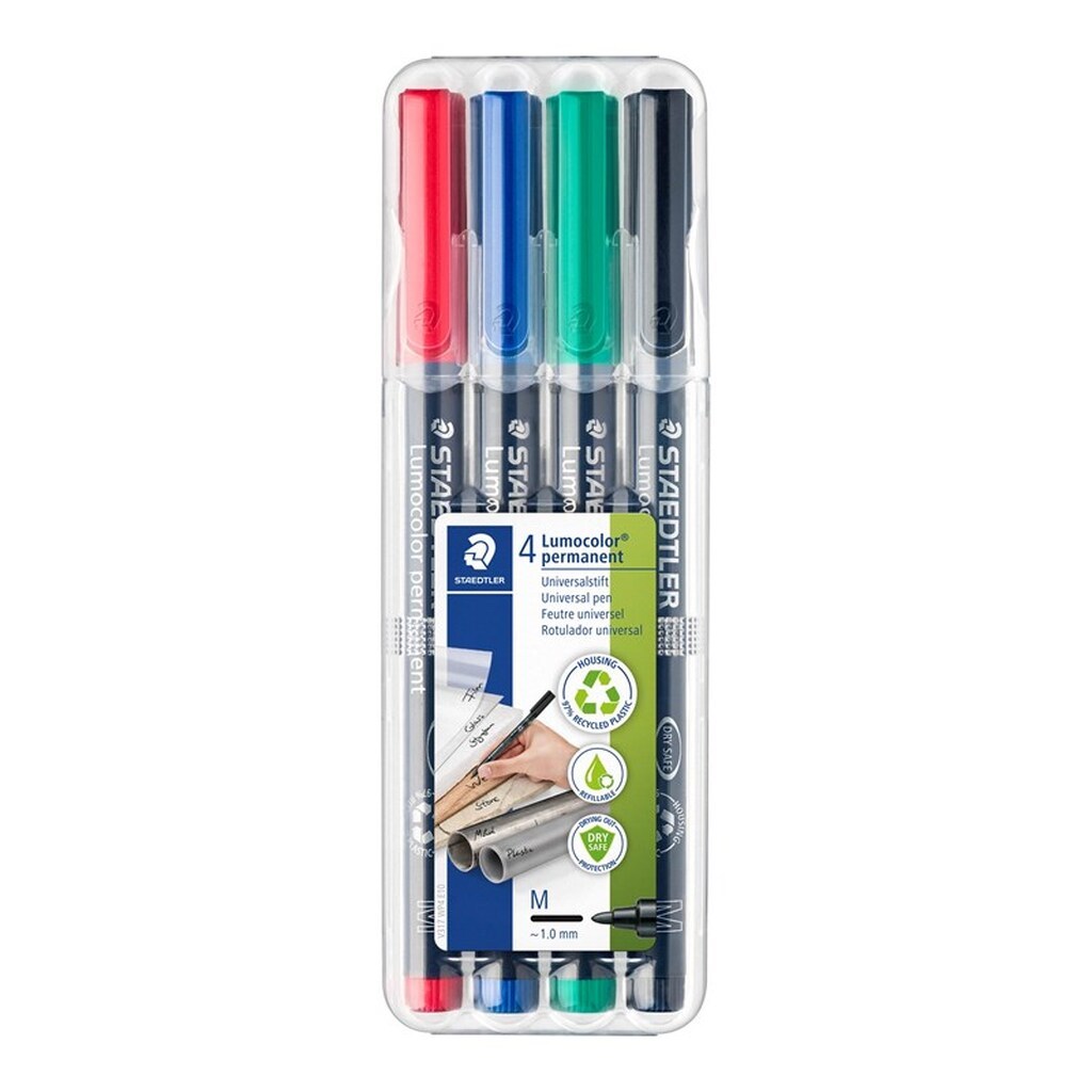 Staedtler Lumocolor Perm M 1,0mm 4 ass/boks