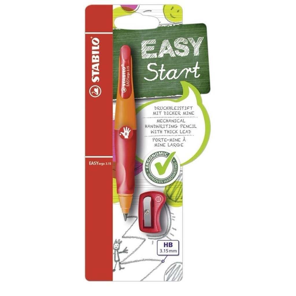 STABILO EASYergo 3.15 - Ergonomic Mechanical Pencil - Right-handed - Red
