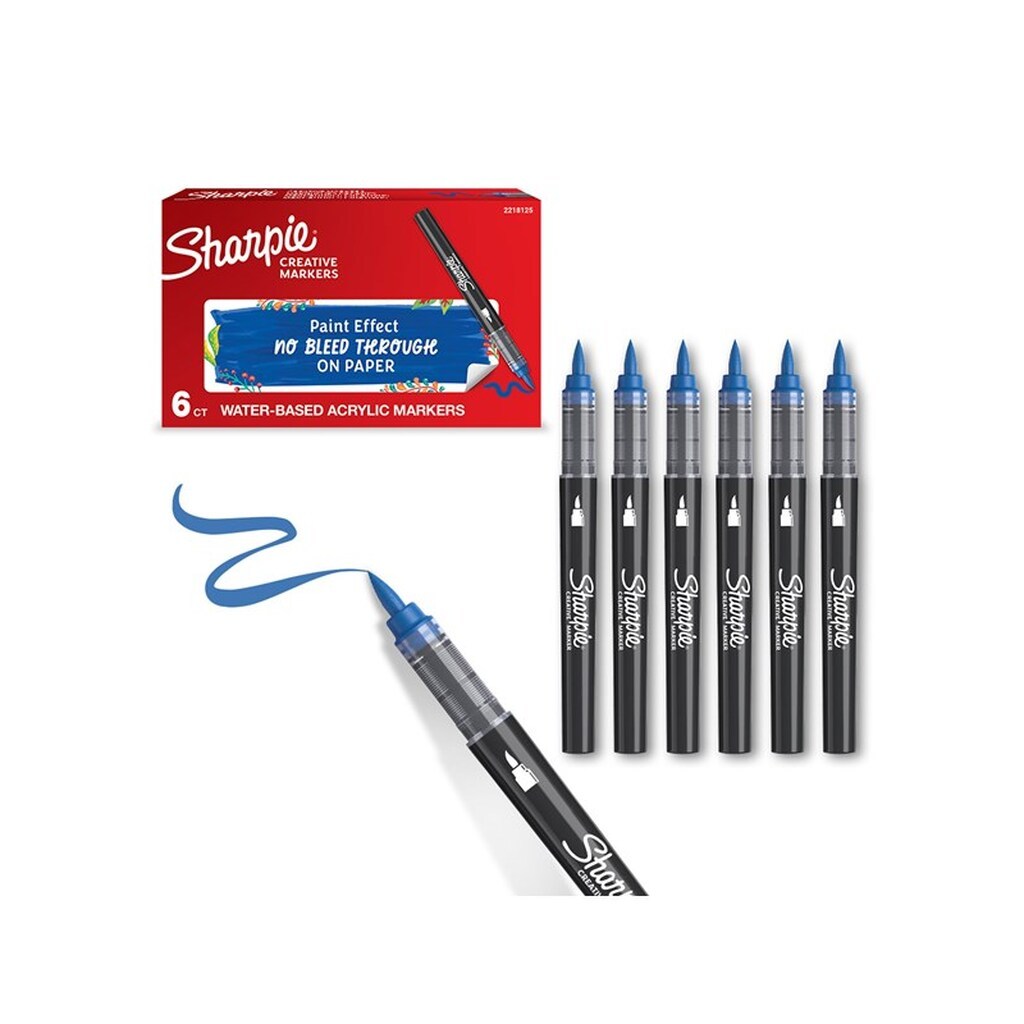 Sharpie Creative Akryl Paint Marker  | Penselspids | Blå | 6 stk