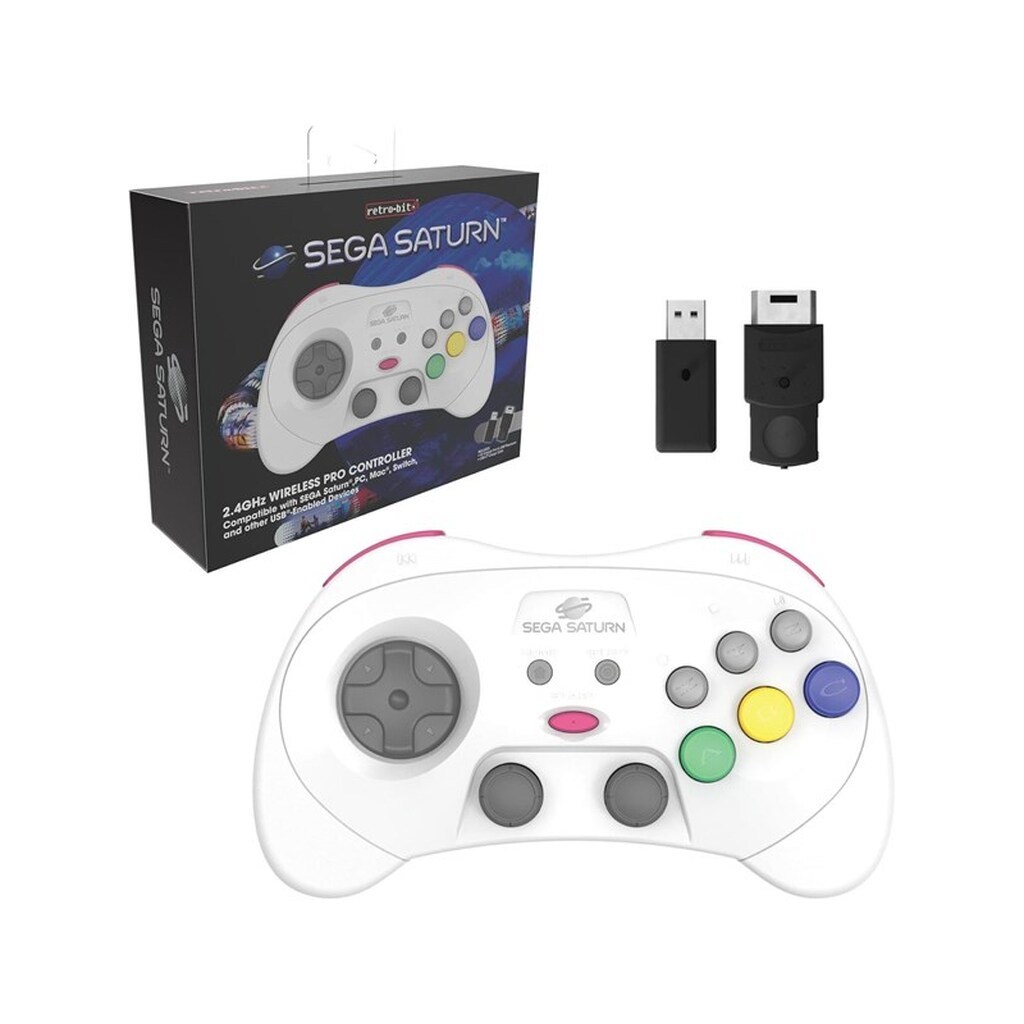 Retro-Bit PRO - White - Wireless Controller - Sega Saturn