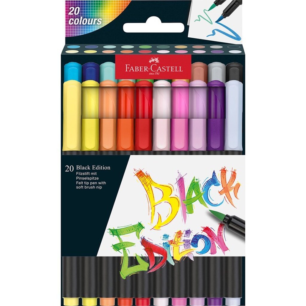 Faber-Castell Black Edition marker pensel spids blød 20 ass