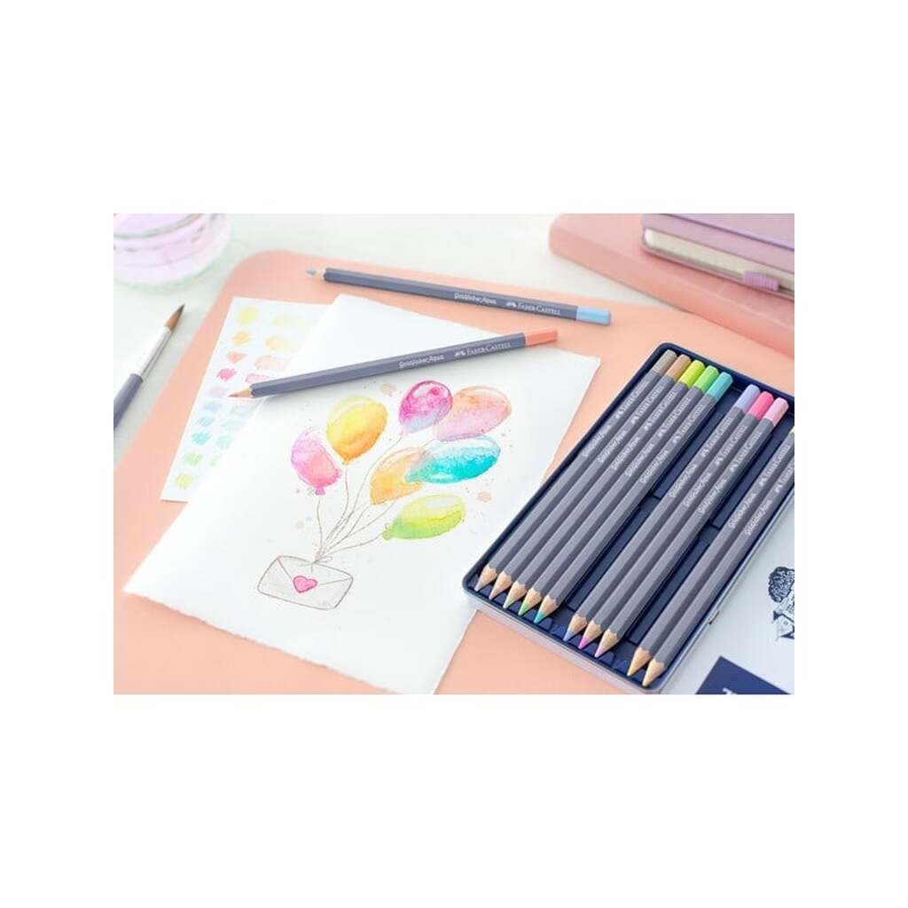 Faber-Castell Goldfaber Aqua akvarelblyant, metaltinæske med 12 stk, pastelfarver