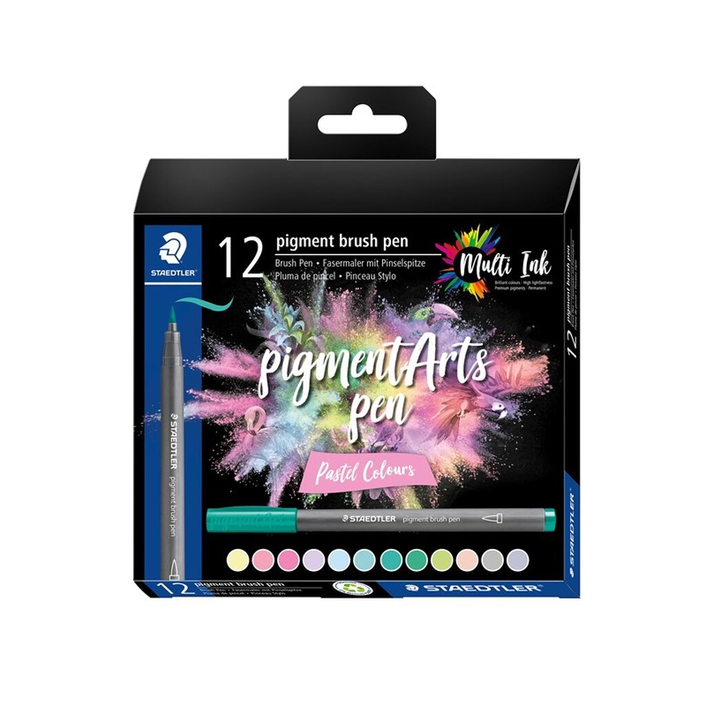 Staedtler Brush Pen Pigment Pastel 12 stk/ass