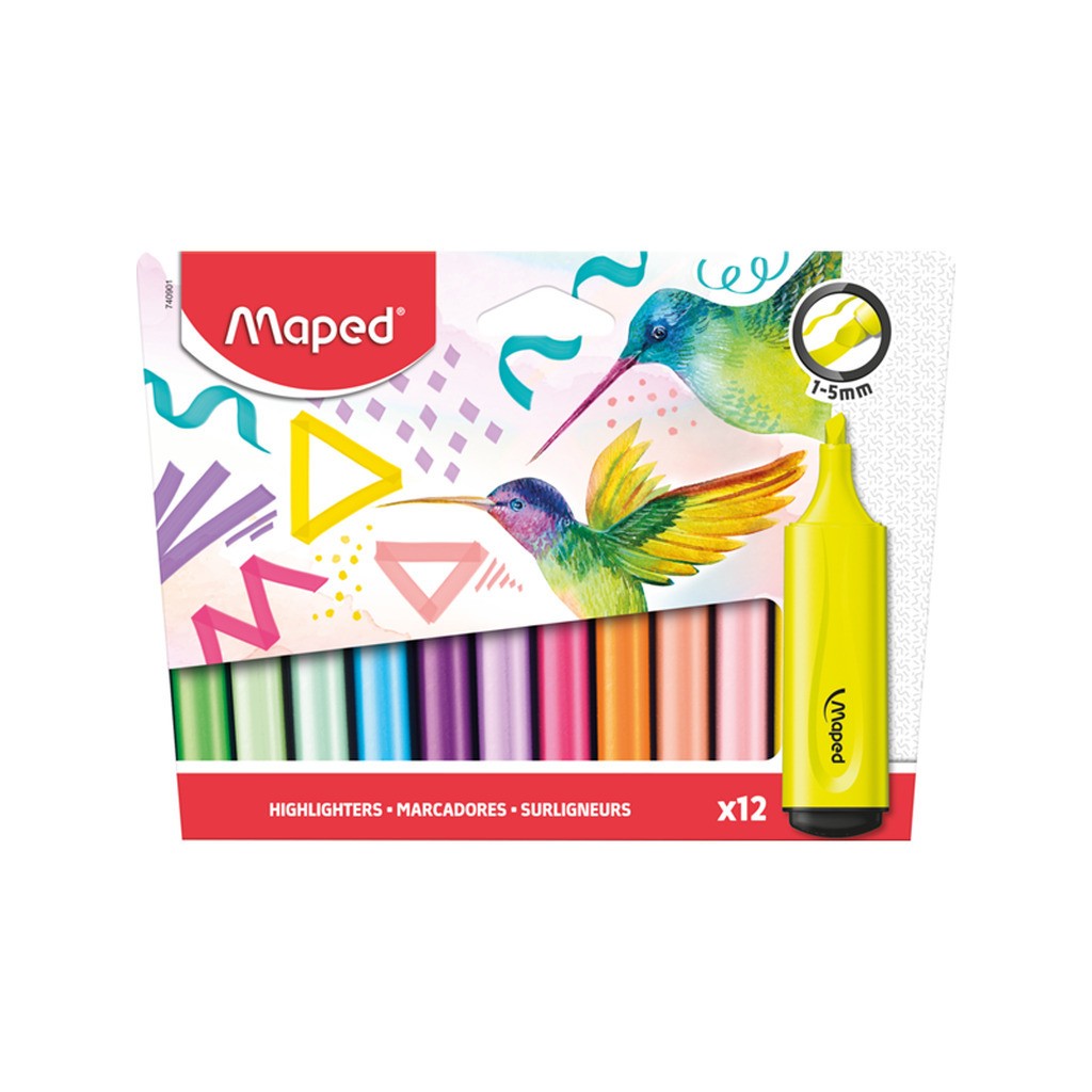 Maped Fluopeps Highlighters, sæt med 12 ass. Farver