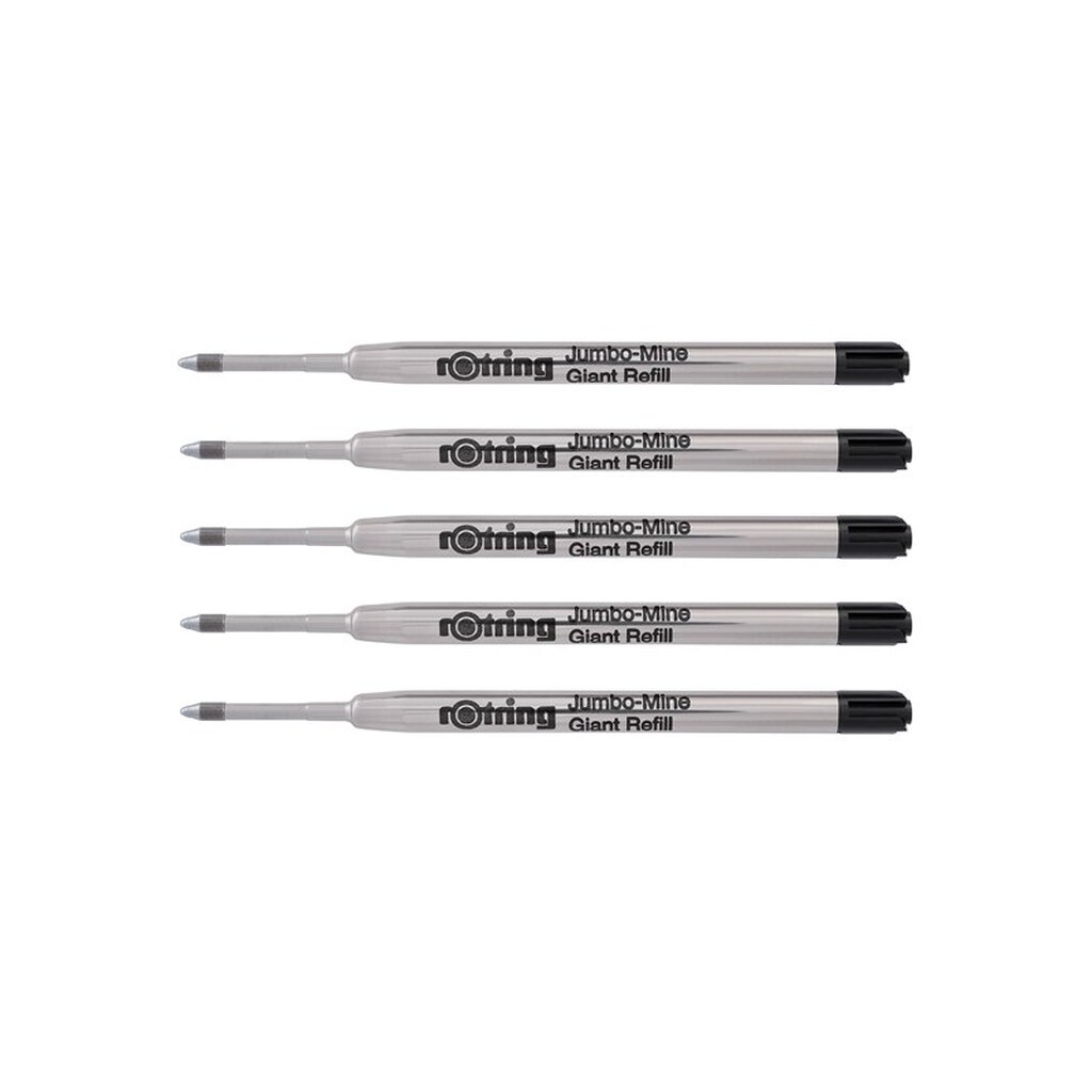 Rotring rOtring Jumbo kuglepen påfyldninger | Sort blæk | Mellempunkt (1,0 mm) | 5 Antal