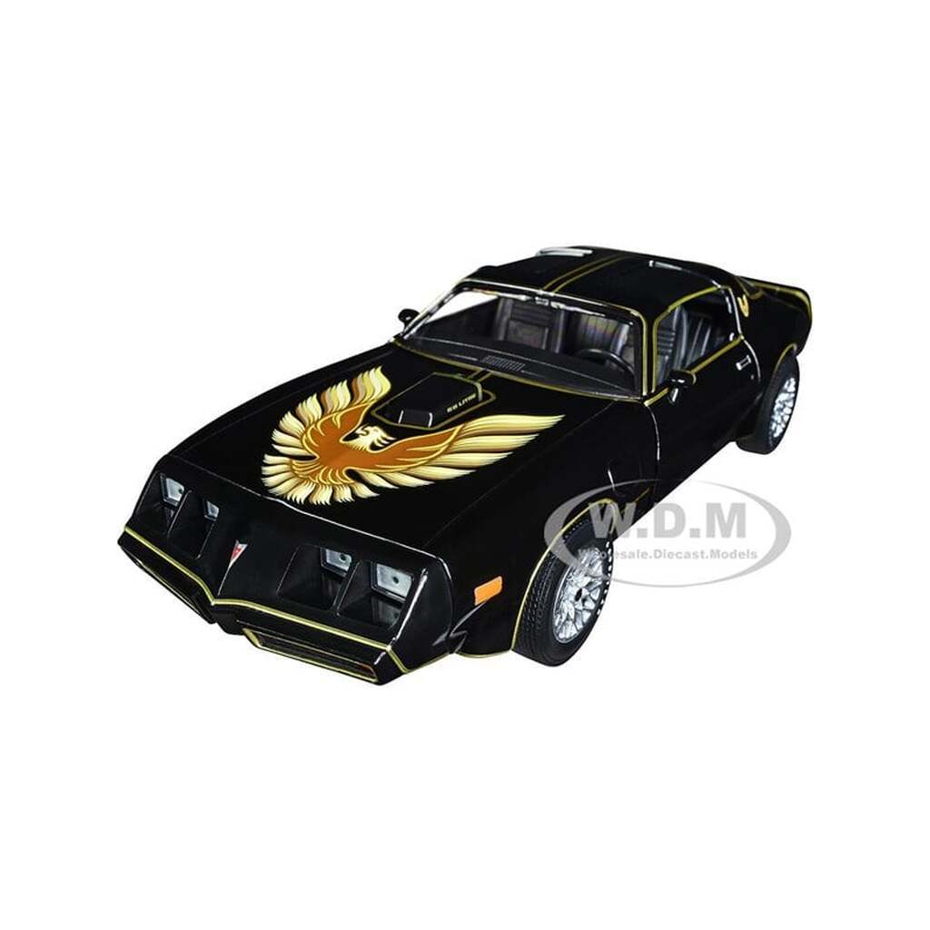 Greenlight 1979 Pontiac Firebird TA Trans Am Black with Hood Phoenix Rocky II 1979 Movie 1:24 Scale Diecast Model Car