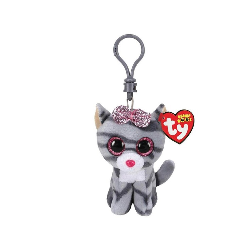 Ty Beanie Boo Clips - Kiki Grey Striped Cat 7cm