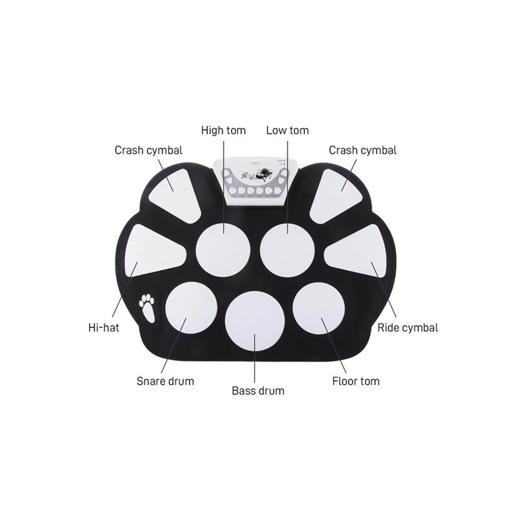 Mikamax Roll Up Elektronisk Trommesæt - Bærbart Digitalt Drum Kit med 9 Pads &amp; Pedaler