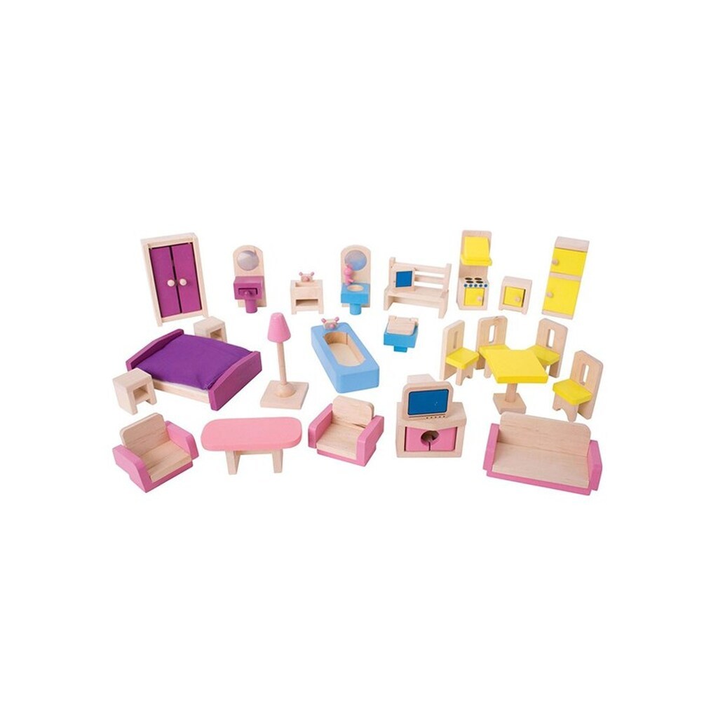 Bigjigs Wooden Dollhouse Furniture 27dlg.