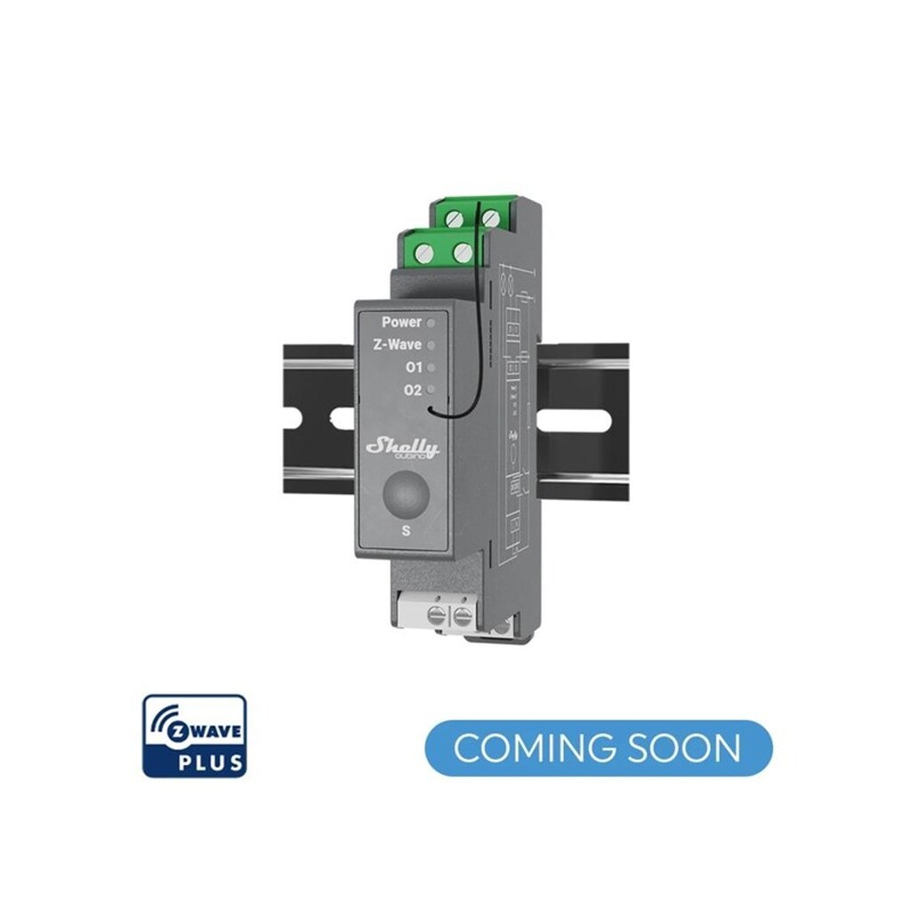 Shelly Qubino Wave Pro 2 - Z-Wave relæ, 2 kanaler med potentialfrit kontaktsæt (110-240VAC)