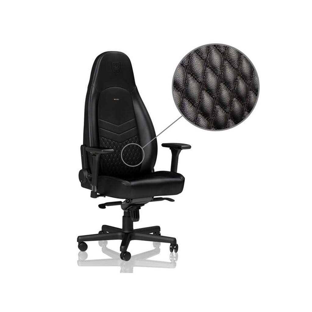 noblechairs ICON Series Real Leather - Black Gamer Stol - Sort - Læder - Op til 150 kg