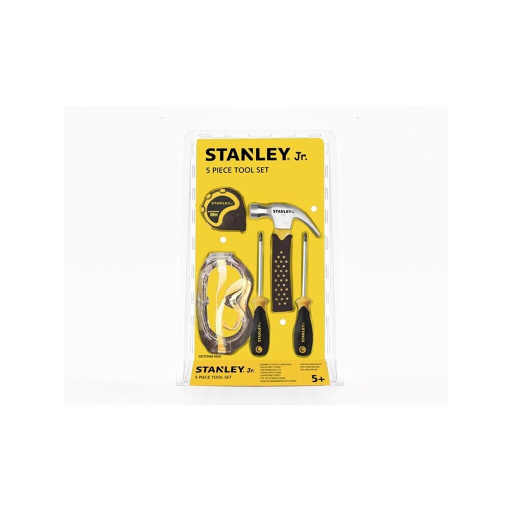 Stanley Jr Set 4 - 5 pc. Toolset Phillips Screwdriver no.1, Phillips Screwdriver no.2, Hammer, Tape Measure, Safety Goggles