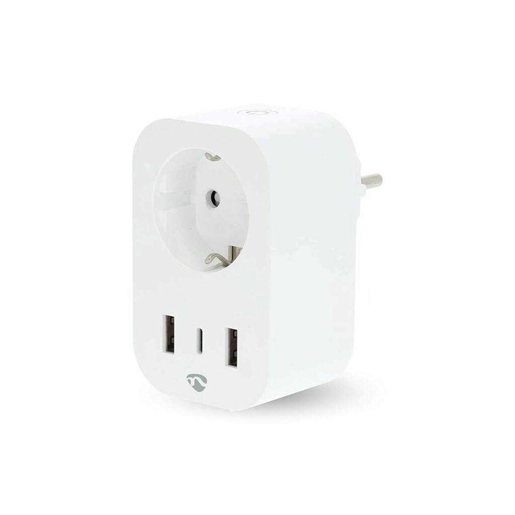 Nedis SmartLife Smart Plug Wi-Fi, Effektmåler, 3680 W, Type F (CEE 7/7) / 1x USB-C / 2x USB, Hvid