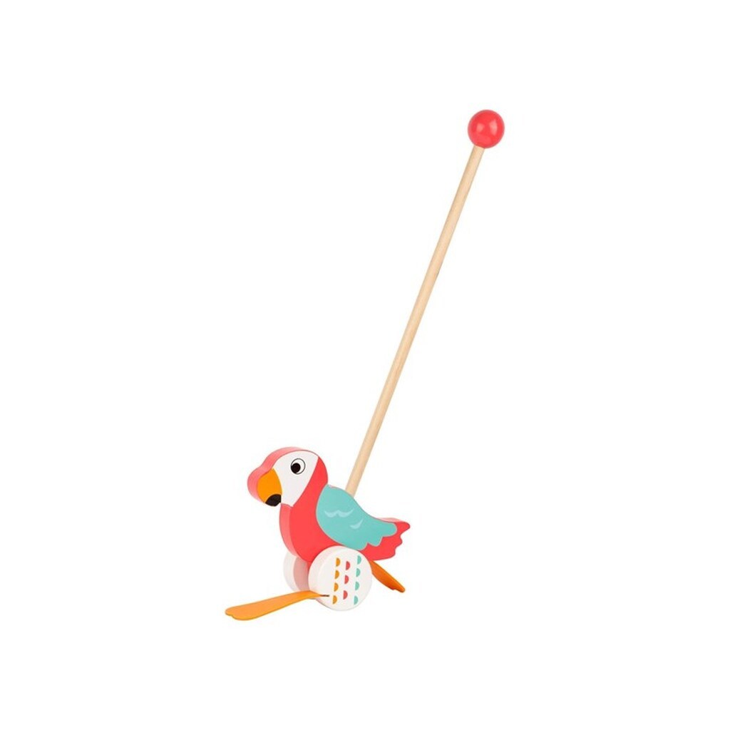 Small Foot - Wooden Push Figure Parrot Lori with Stick