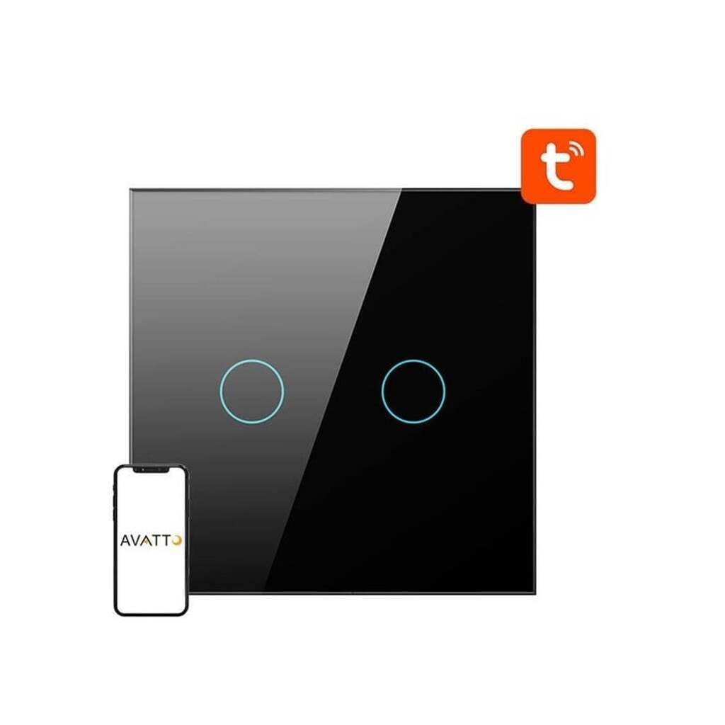 Avatto Smart Light Switch ZigBee ZTS02-EU-B2 2 Way TUYA (black)