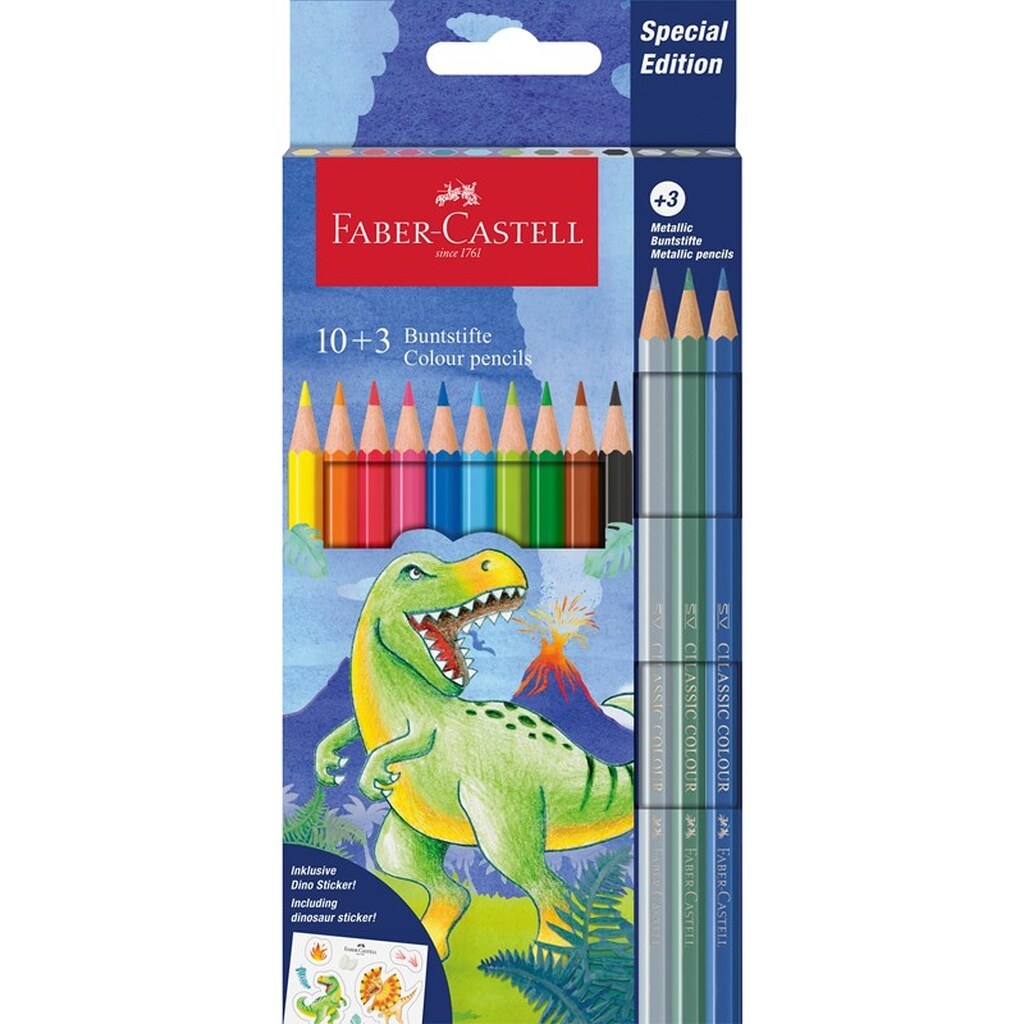 Faber-Castell Dino Slots farveblyant 10+3 metallic