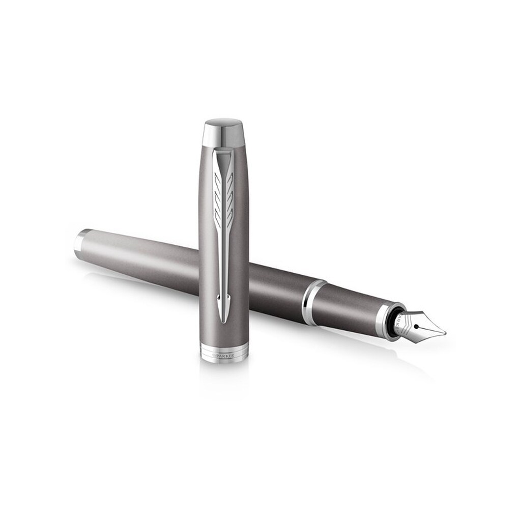 Parker IM Writing Rituals Fyldepen | Grå finish | Krombeklædning | Medium spids | Blå blækpatron | Gaveæske