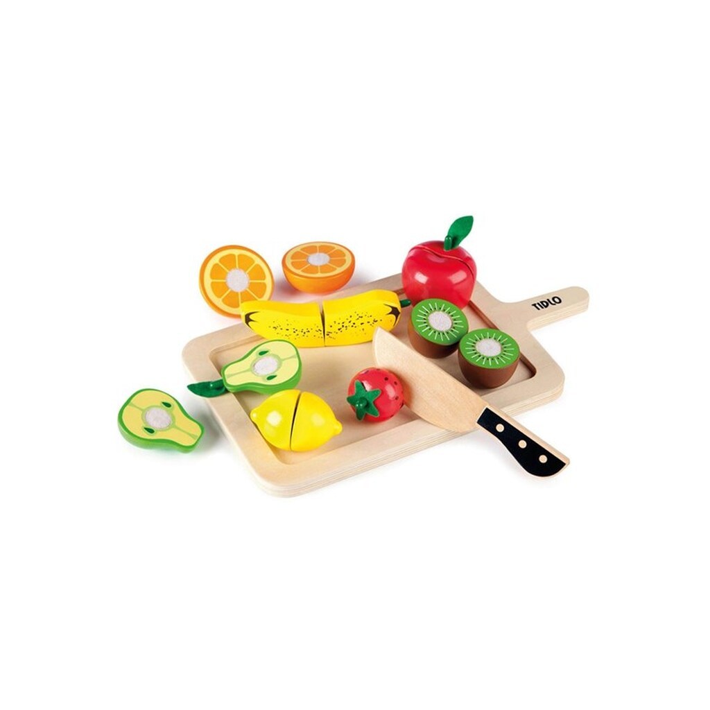 Tidlo Wooden Cutting Fruit Play Set 16 pieces.