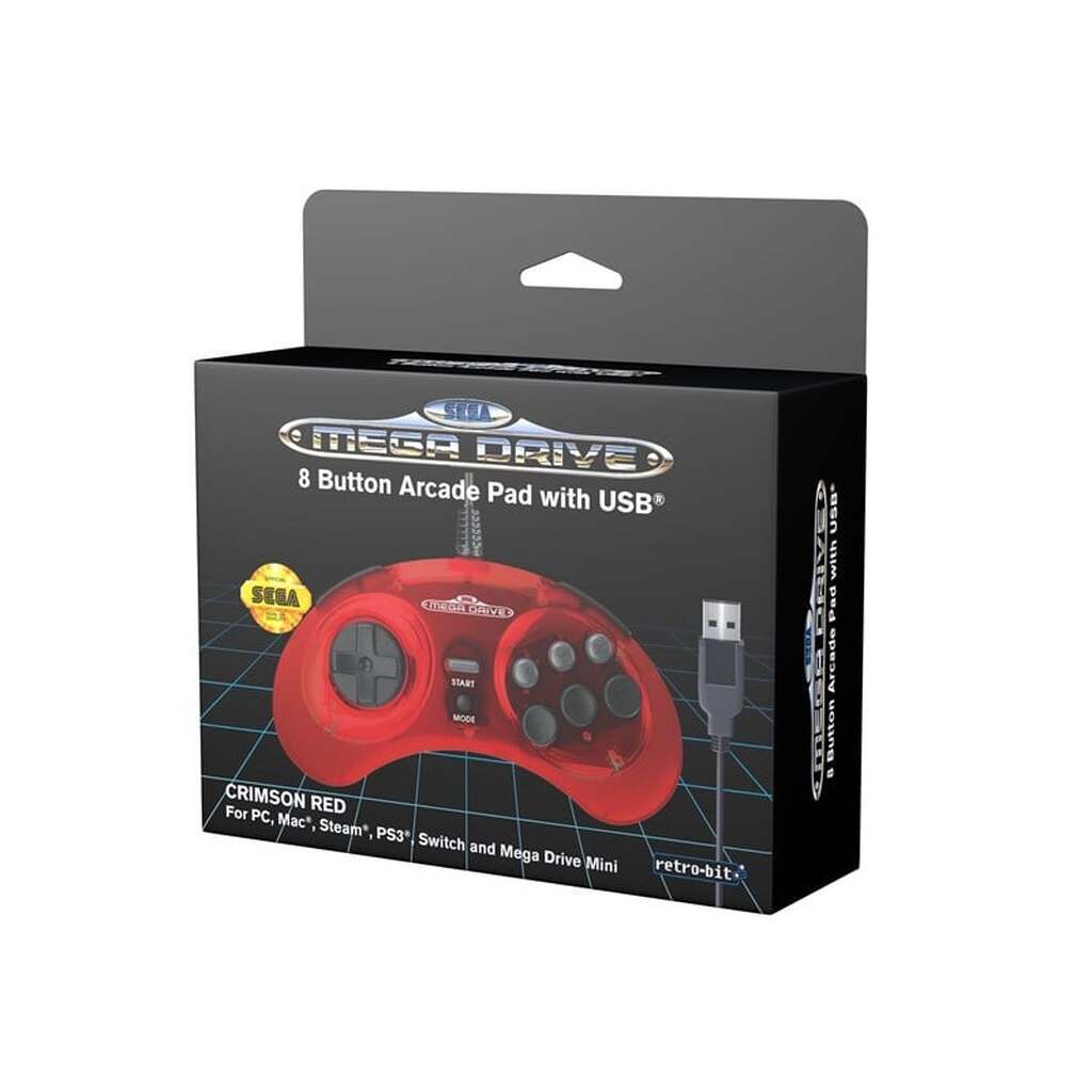 Retro-Bit SEGA Mega Drive USB - Crimson Red - Wired Controller - MAC