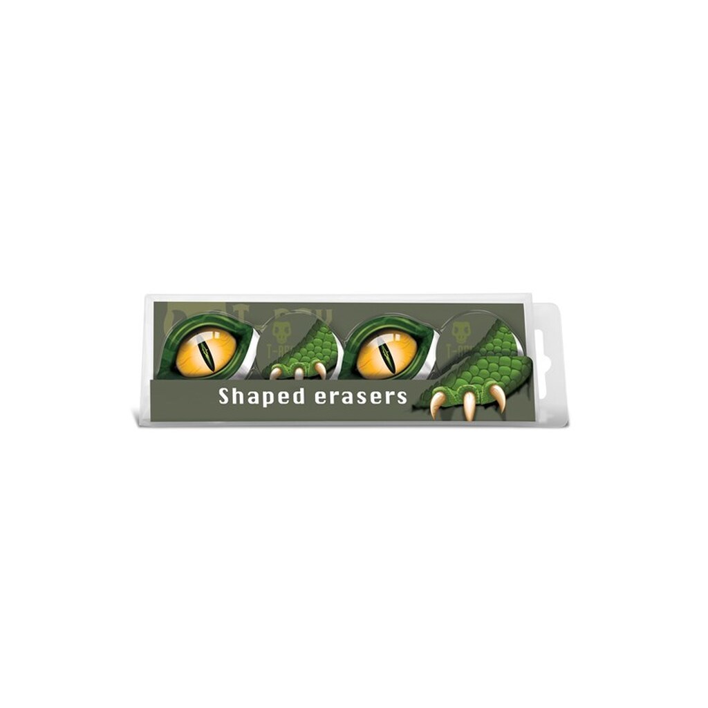 Euromic DINO T-REX 4 shaped erasers in acetate box