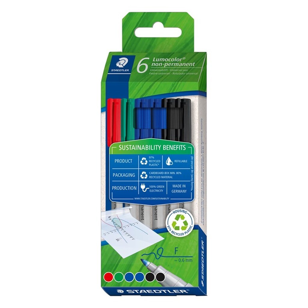 Staedtler LUMOCOLOR NON-P F 0,6mm 6 ass./boks