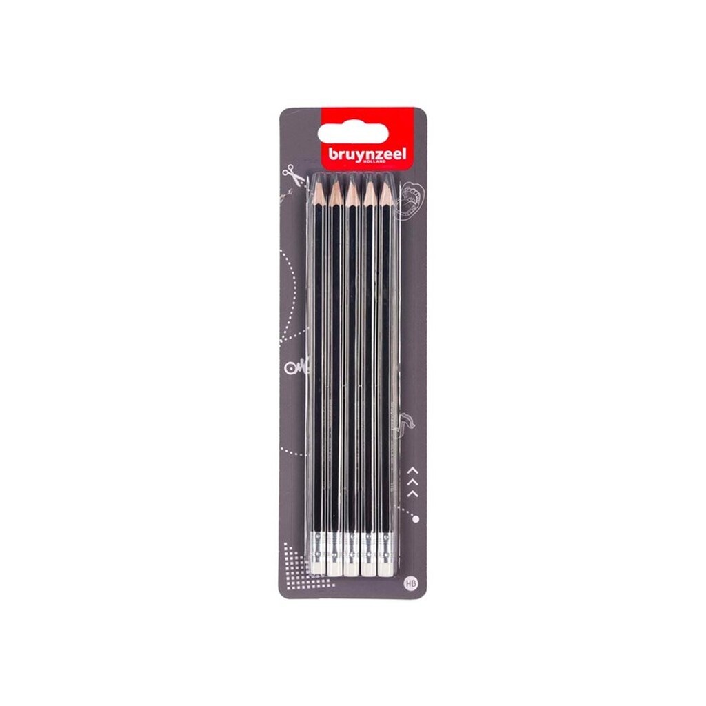 Bruynzeel Graphite Pencil Set 5 Hb Pencils with Eraser