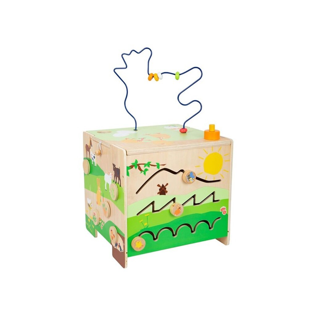 Small Foot - Wooden Activity Cube with Motor Skills Spiral Farm
