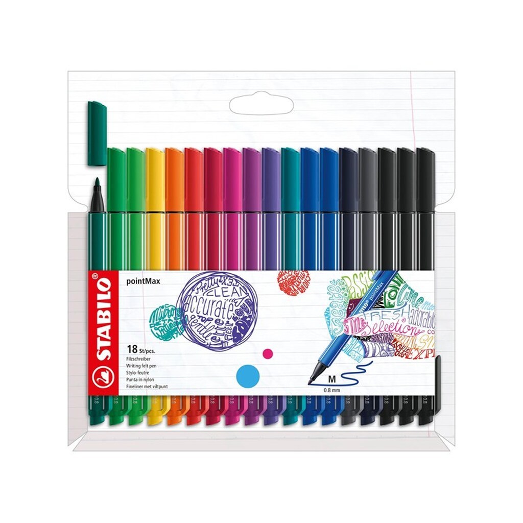 STABILO - Hardtip Fineliner - Set of 18 Pieces