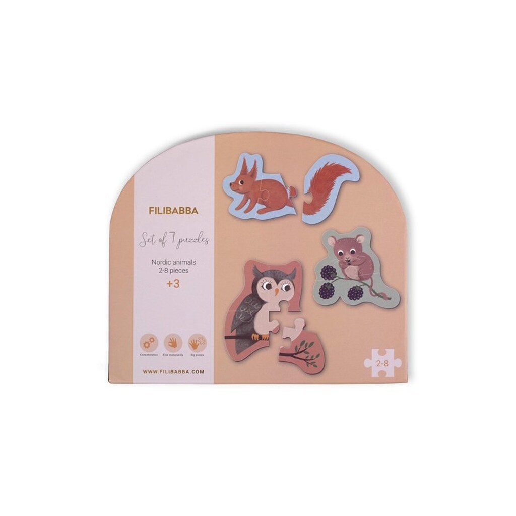Filibabba Set of 7 puzzles - Nordic animals