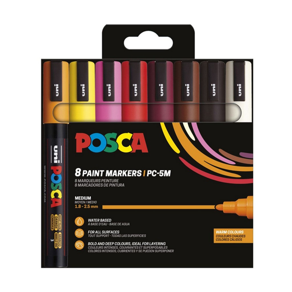 POSCA marker sæt PC-5M 8 ass. Warm colors