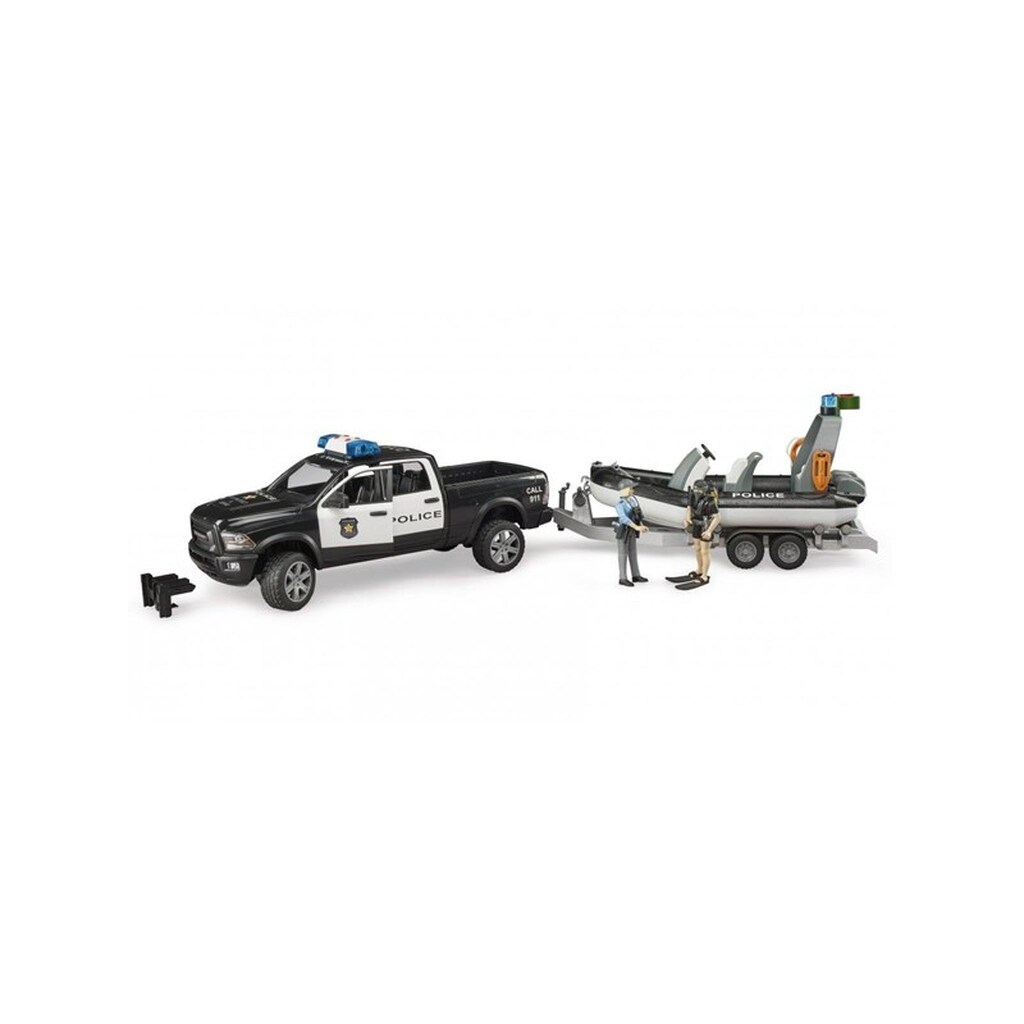 Bruder RAM 2500 Police Pickup with L&amp;S Module, 2 figures, trailer + boat