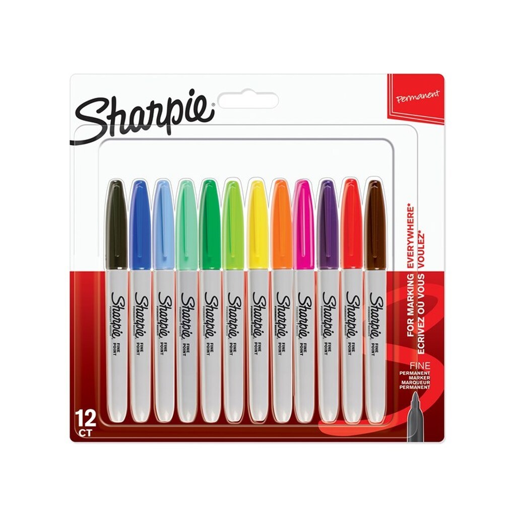 Sharpie Permanent Markers | Fin spids | Forskellige farver | 12 styk