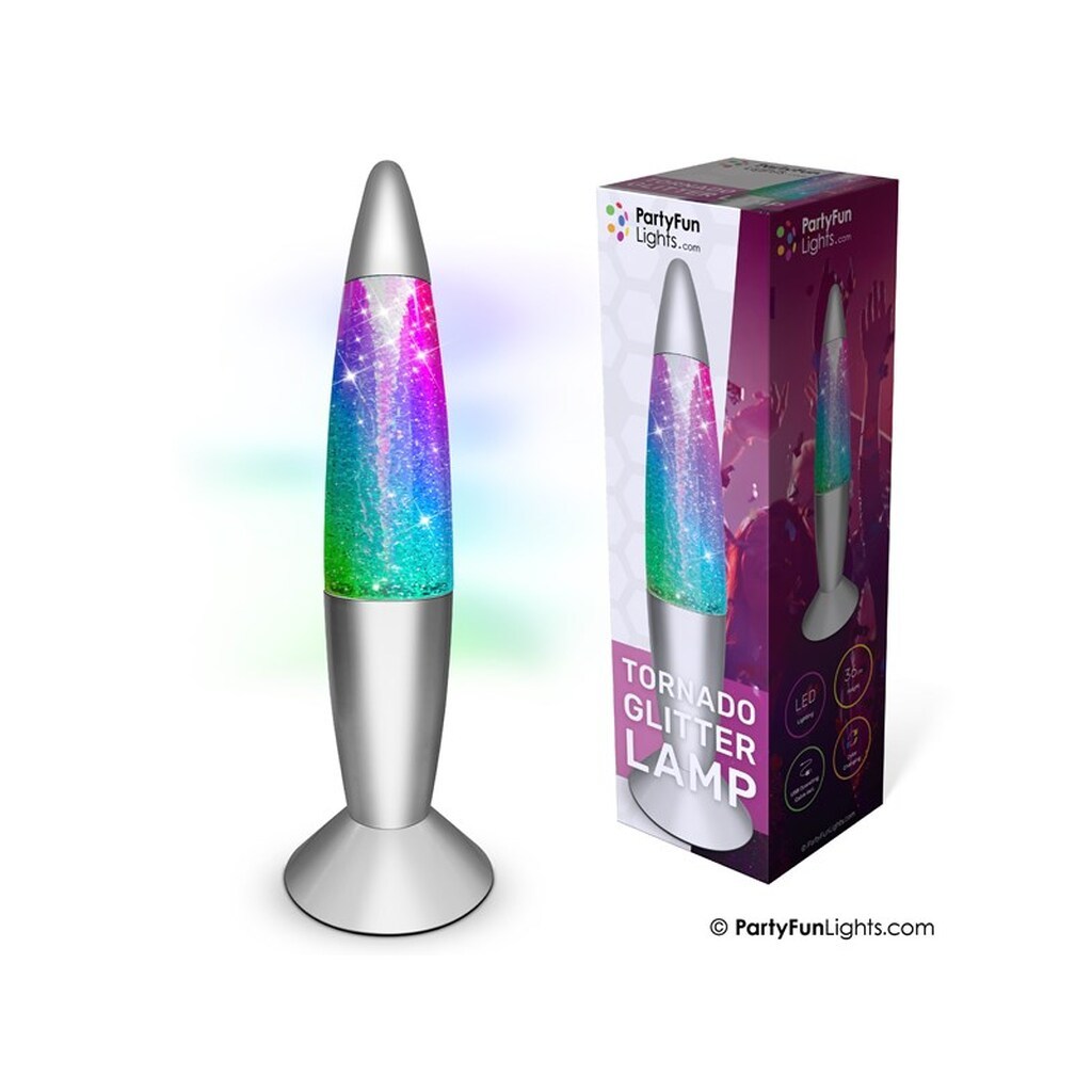 Party Funlight Tornado glitter lampe - Multifarvet H: 36cm