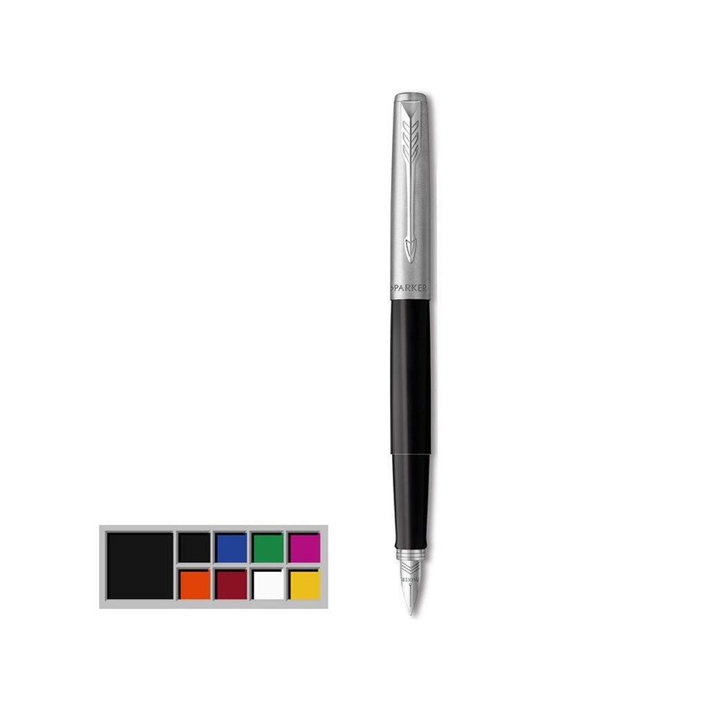 Parker Jotter Originals-fyldepen, klassisk sort lakering, medium spids, blå og sort blæk